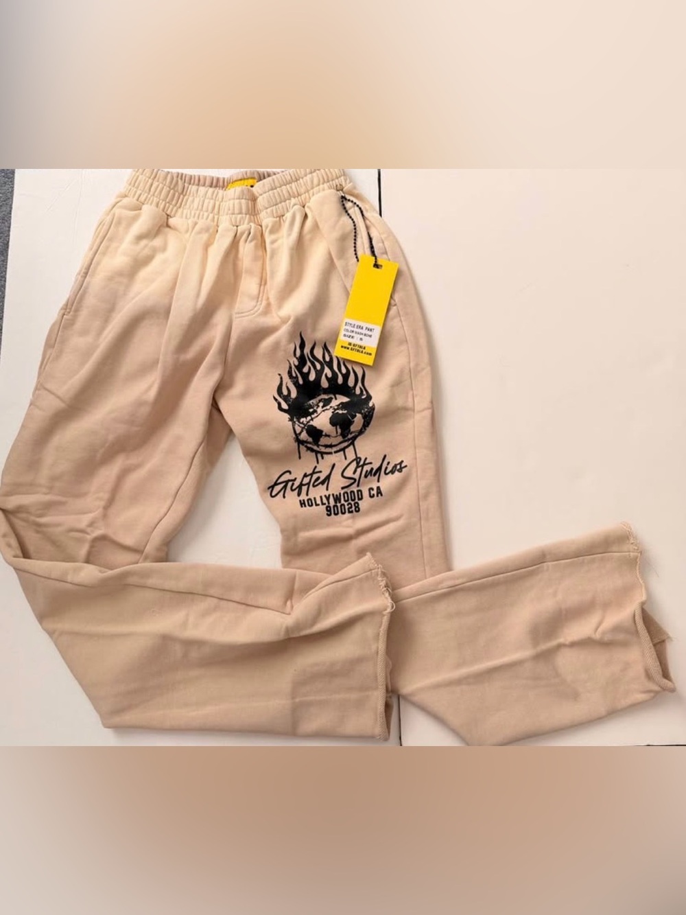 Y2K Gftd LA New Era Pant Wash Bone Size Small Brand New Streetwear Sweatpants